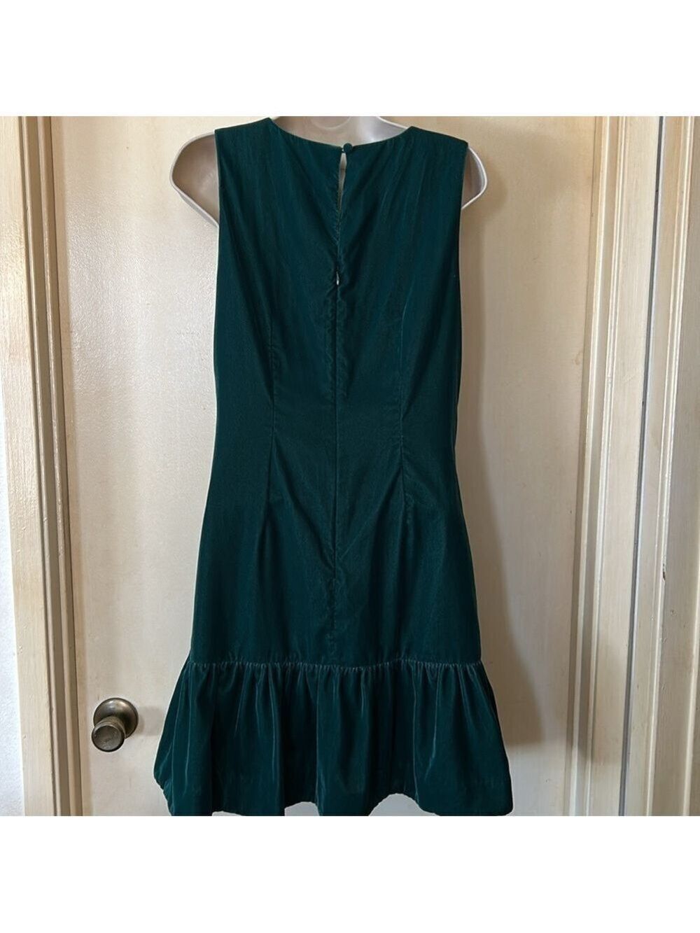J Crew emerald green velvet shift dress with ruffle size 6 - Picture 5 of 12